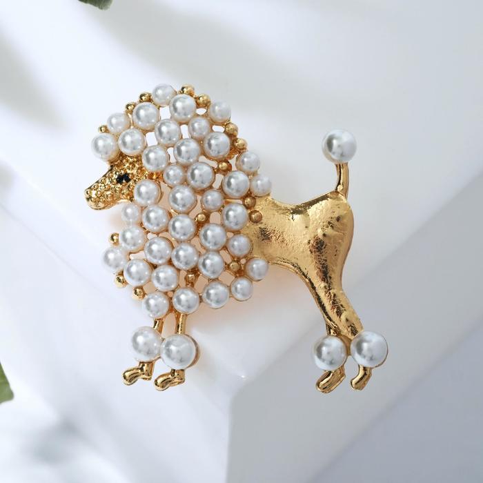 Брошь "Пудель" бусинки, цвет белый в золоте
Брошь "Пудель" бусинки, цвет белый в золоте