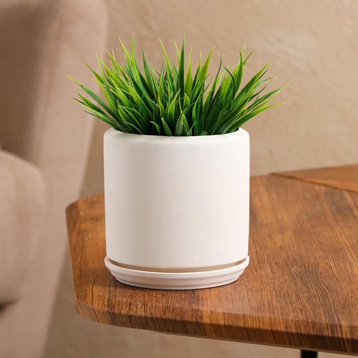 Кашпо "Линос", круглое, матовое, белое, 0.8 л