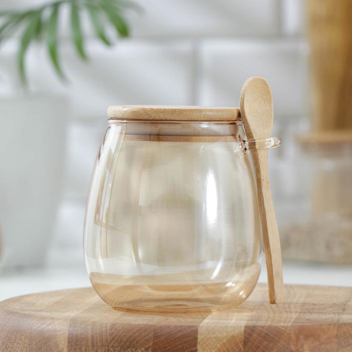 фото Банка для сыпучих продутов «эко» 600 мл, с ложкой