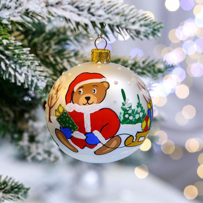 Ёлочная игрушка Шар "Мишка с подарками", 80 мм, стекло, ручная роспись
Ёлочная игрушка Шар "Мишка с подарками", 80 мм, стекло, ручная роспись