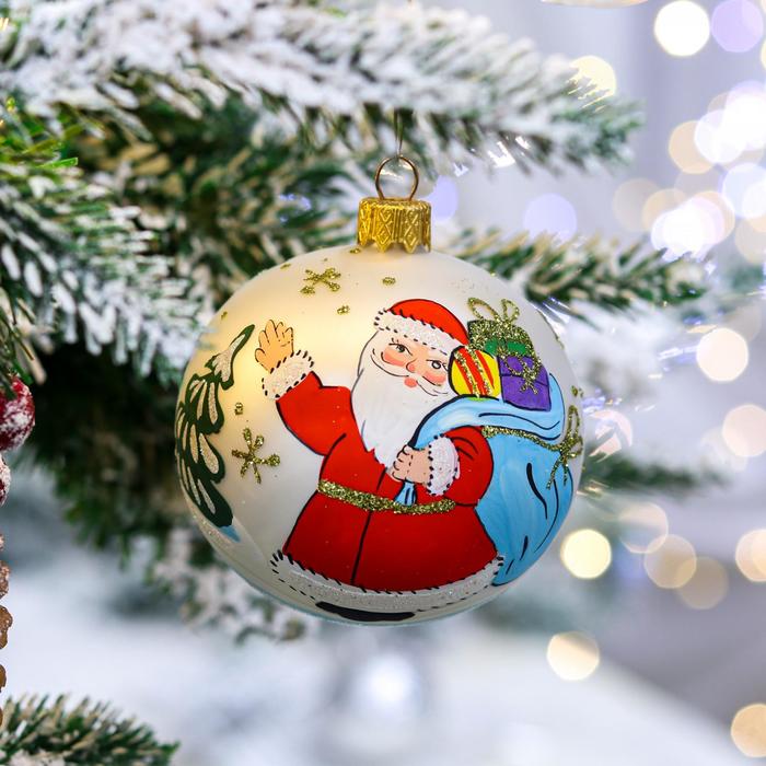 Ёлочная игрушка Шар "Дед Мороз с подарками", 80 мм, стекло
Ёлочная игрушка Шар "Дед Мороз с подарками", 80 мм, стекло