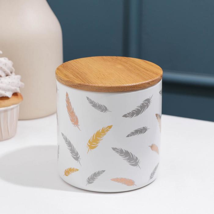 Банка для сыпучих продуктов «Золотое перо», 500 мл, 10×11 см, цвет белый
Банка для сыпучих продуктов «Золотое перо», 500 мл, 10×11 см, цвет белый