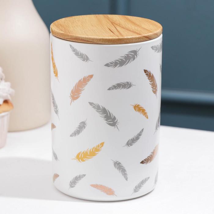 Банка для сыпучих продуктов «Золотое перо», 800 мл, 10×15,5 см, цвет белый
Банка для сыпучих продуктов «Золотое перо», 800 мл, 10×15,5 см, цвет белый