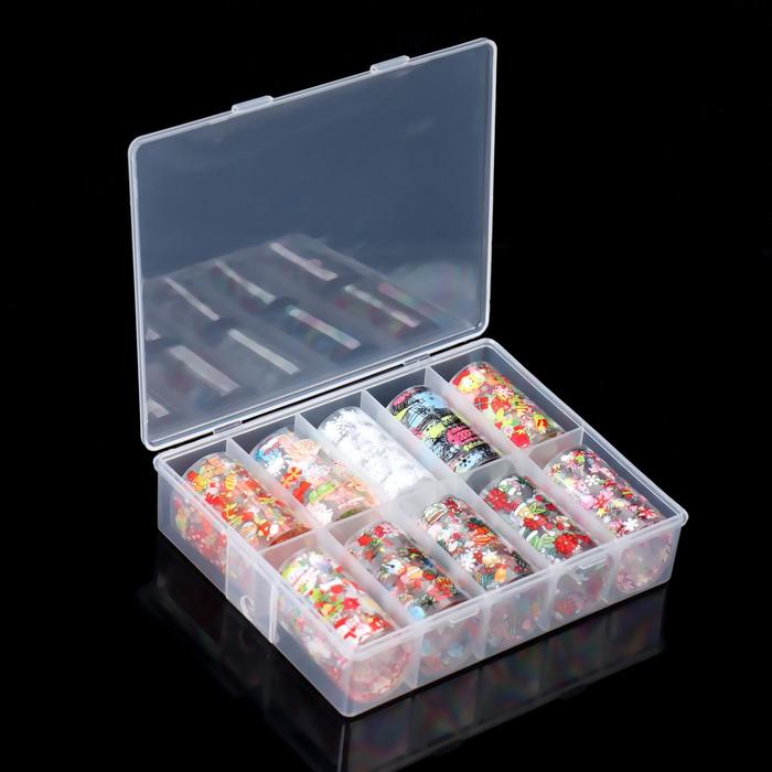 Набор переводной фольги для дизайна ногтей «Новогоднее ассорти 1», 4 × 50 см, 10 шт, в пластиковом органайзере 
Набор переводной фольги для дизайна ногтей «Новогоднее ассорти 1», 4 × 50 см, 10 шт, в пластиковом органайзере