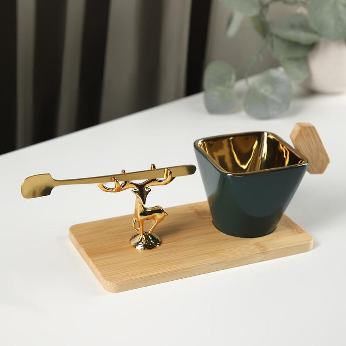 Кофейная пара «Золотой олень», чашка 90 мл, деревянная подставка 16×16×1,5 см, цвет зелёный
Кофейная пара «Золотой олень», чашка 90 мл, деревянная подставка 16×16×1,5 см, цвет зелёный