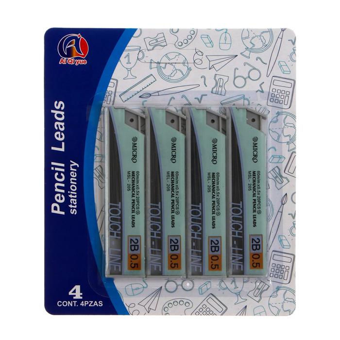 Набор грифелей 4 штуки, 0,5 мм, 2В (60 мм х 20 шт), блистер
Набор грифелей 4 штуки, 0,5 мм, 2В (60 мм х 20 шт), блистер