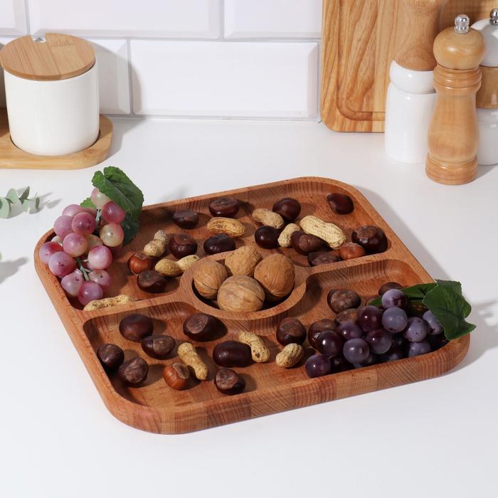 Менажница квадратная, бук 3 отсека d=29 см