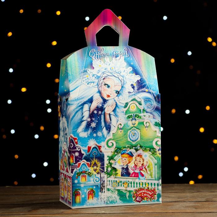 фото Подарочная коробка "снежная королева" замок с анимацией, 14,5 х 8,5 х 25,5 см,