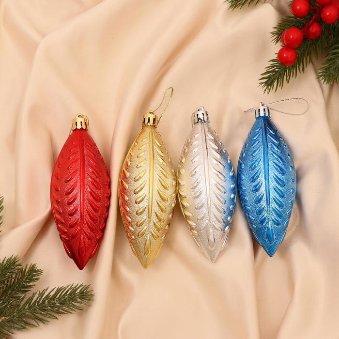 Набор украшений пластик 4 шт "Сосулька ледяная мини" 4,5х11 см микс