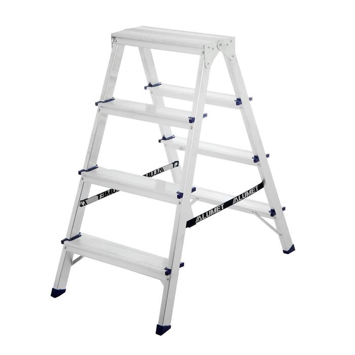 Стремянка "Алюмет", алюминиевая, двухсторонняя, 4 ступени, 860 мм
Стремянка "Алюмет", алюминиевая, двухсторонняя, 4 ступени, 860 мм