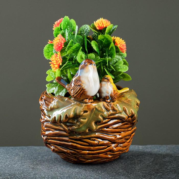 Кашпо "Птички в гнезде" 13х12см 
Кашпо "Птички в гнезде" 13х12см