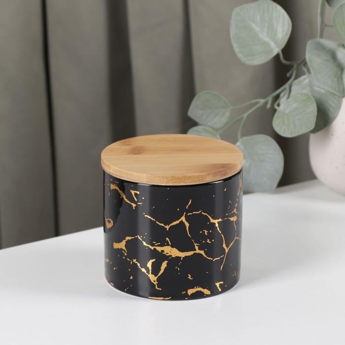 Банка для сыпучих продуктов Gold, 450 мл, цвет черный 
Банка для сыпучих продуктов Gold, 450 мл, цвет черный