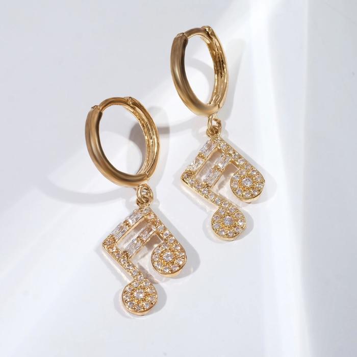 Серьги со стразами "Сказка" ноты, цвет белый в золоте
Серьги со стразами "Сказка" ноты, цвет белый в золоте