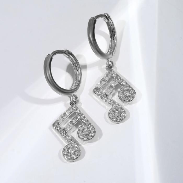 Серьги со стразами "Сказка" ноты, цвет белый в серебре
Серьги со стразами "Сказка" ноты, цвет белый в серебре