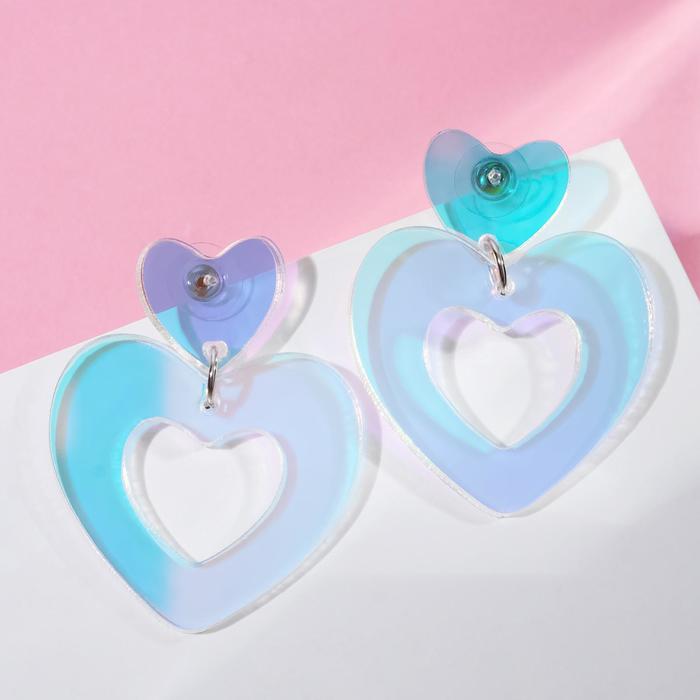 Серьги акрил "Сияние" два сердца, цвет голубой
Серьги акрил "Сияние" два сердца, цвет голубой