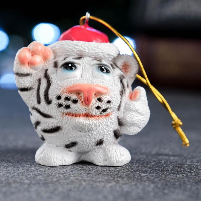 фото Подвеска "веселый тигр" белый, 5,7х5,5х5см хорошие сувениры