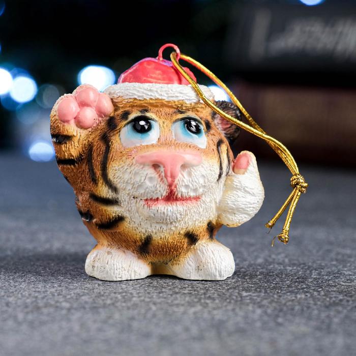 фото Подвеска "веселый тигр" рыжий, 5,7х5,5х5см хорошие сувениры