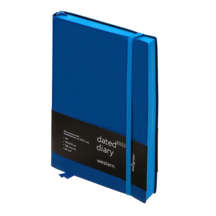 Ежедневник датированный 2022 год "Western" A5, 168 листов в линейку, кожзам, голубой, голубой срез, с резинкой, 2 ляссе, перфорированные уголки
Ежедневник датированный 2022 год "Western" A5, 168 листов в линейку, кожзам, голубой, голубой срез, с резинкой, 2 ляссе, перфорированные уголки
