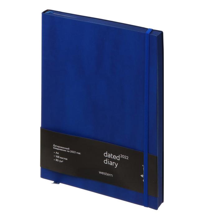 Ежедневник датированный 2022 год "Western" A4, 168 листов в линейку, кожзам синий, синий срез, с резинкой, 2 ляссе, перфорированные уголки
Ежедневник датированный 2022 год "Western" A4, 168 листов в линейку, кожзам синий, синий срез, с резинкой, 2 ляссе, перфорированные уголки