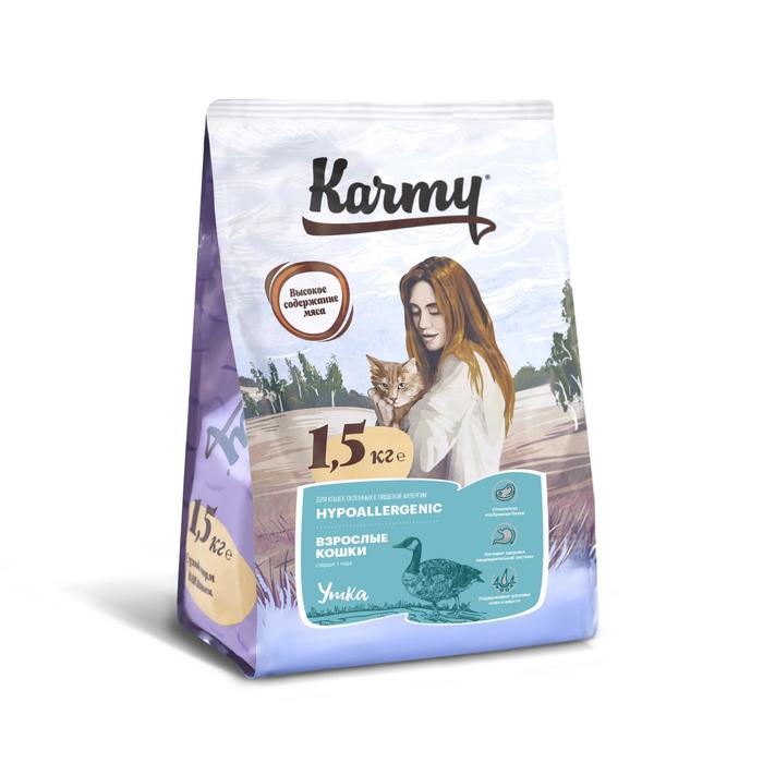 Сухой корм Karmy Cat Hipoallergenic для кошек с пищевой аллергией, утка, 1,5 кг
Сухой корм Karmy Cat Hipoallergenic для кошек с пищевой аллергией, утка, 1,5 кг
