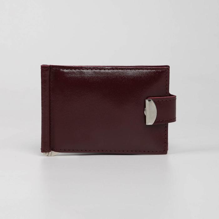 фото Зажим д/купюр, с металл держателем, шик, бордовый