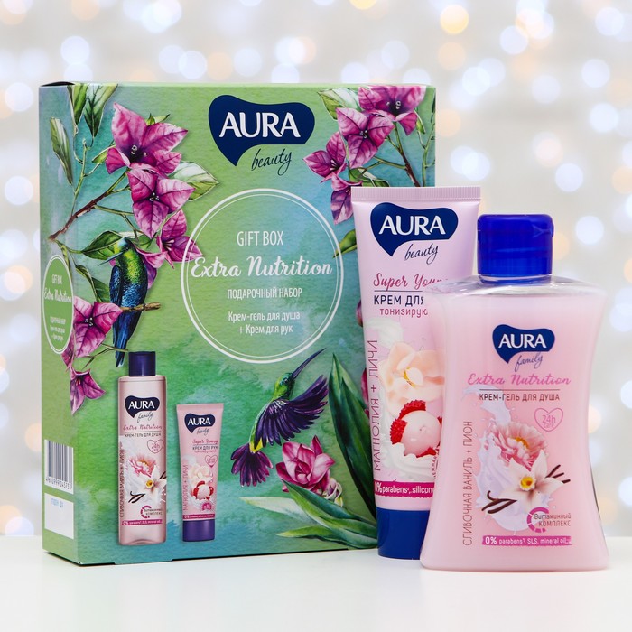 Подарочный набор Aura Beauty: крем-гель для душа, ваниль и пион, 250 мл + крем для рук, 75 мл
Подарочный набор Aura Beauty: крем-гель для душа, ваниль и пион, 250 мл + крем для рук, 75 мл
