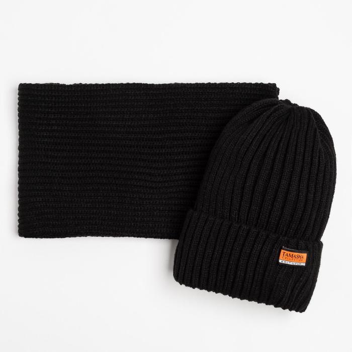 фото Комплект (шапка,снуд) для девочки а.300337, цвет черный металл, размер 54-56 tamasha
