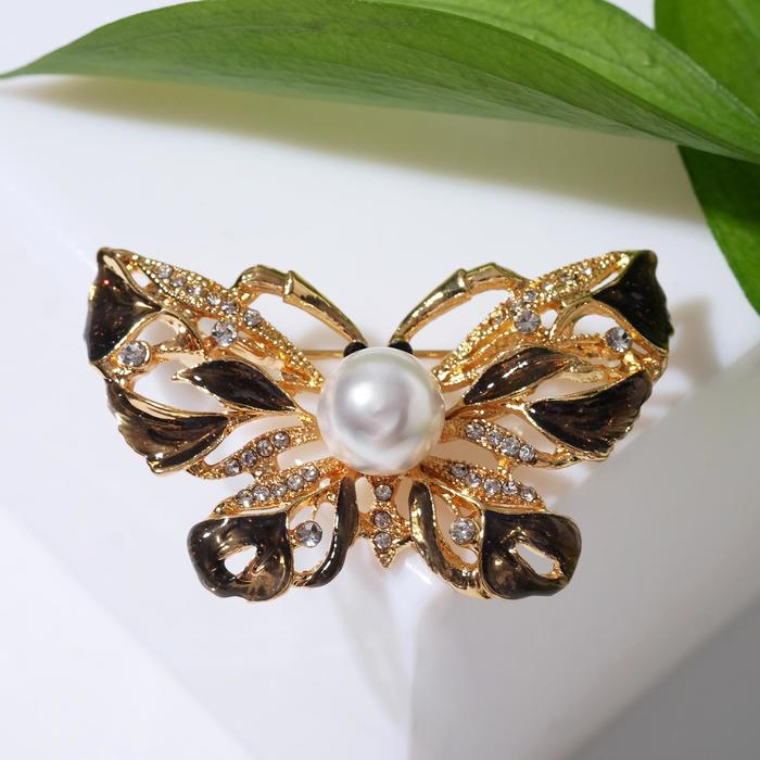 Брошь "Бабочка" с бусиной, цвет коричнево-белый в золоте
Брошь "Бабочка" с бусиной, цвет коричнево-белый в золоте