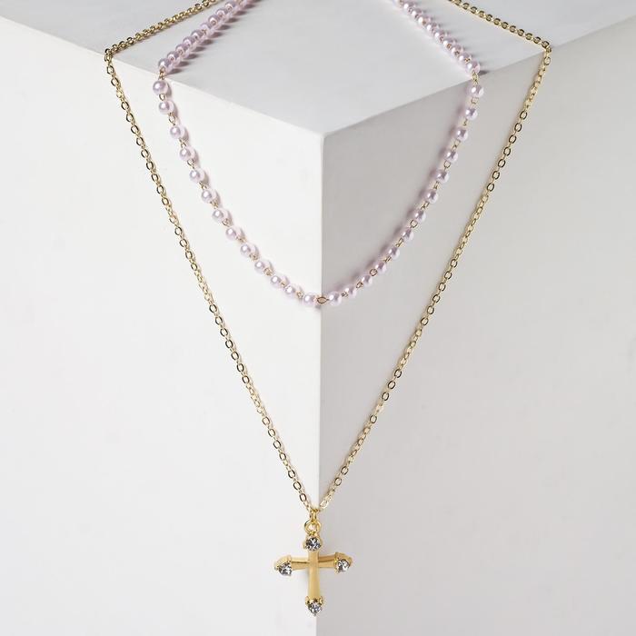 Кулон "Цепь" нить из жемчуга, крестик с окончаниями, цвет белый в золоте, 35 см
Кулон "Цепь" нить из жемчуга, крестик с окончаниями, цвет белый в золоте, 35 см