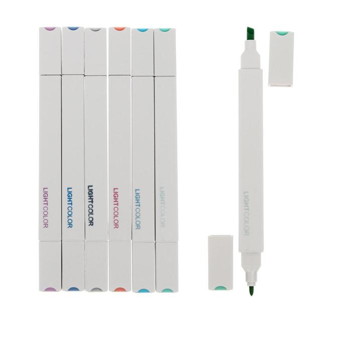 Набор маркеров-текстовыделителей, 6 пастельных цветов, двусторонние, корпус квадратный
Набор маркеров-текстовыделителей, 6 пастельных цветов, двусторонние, корпус квадратный