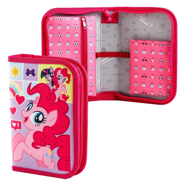 фото Пенал каркасный, 1 секция, 140х210х40 мм, откидной карман, тканевый, my little pony hasbro