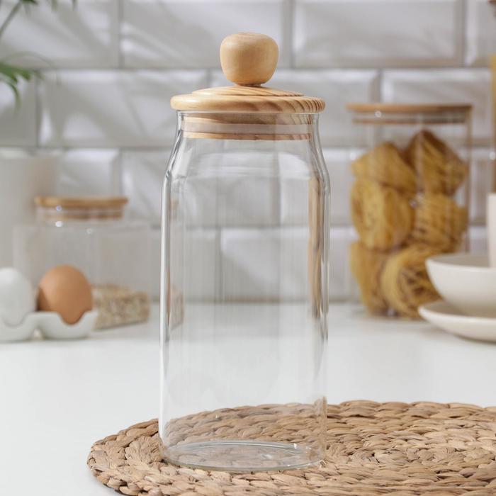 Банка стеклянная для сыпучих продуктов с деревянной крышкой Magistro «Эко», 1,3 л, 10×25 см
Банка стеклянная для сыпучих продуктов с деревянной крышкой Magistro «Эко», 1,3 л, 10×25 см