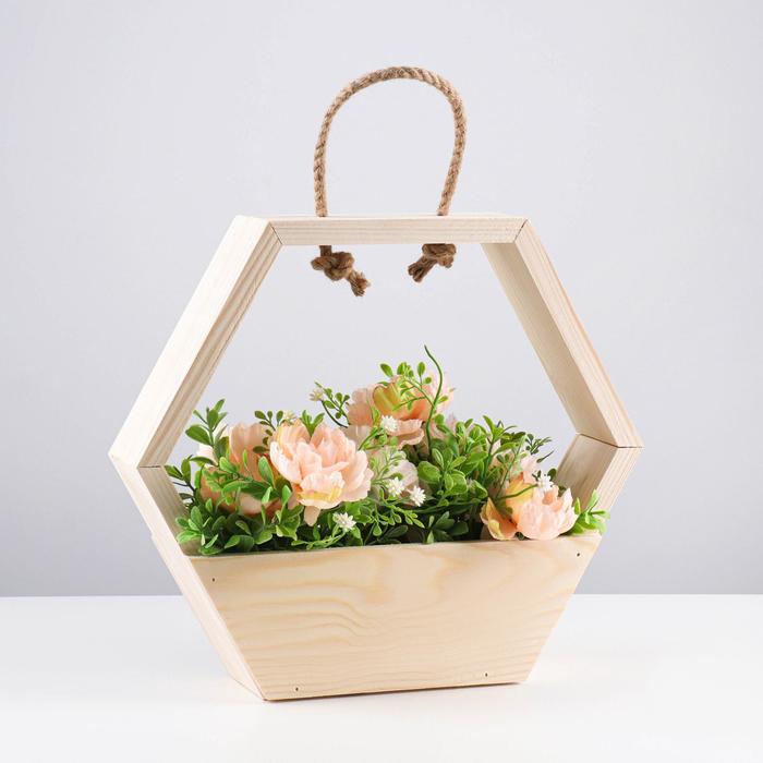 Кашпо деревянное 33×8.4×29 см "Корзинка шестигранник", ручка верёвка, натуральный
Кашпо деревянное 33×8.4×29 см "Корзинка шестигранник", ручка верёвка, натуральный