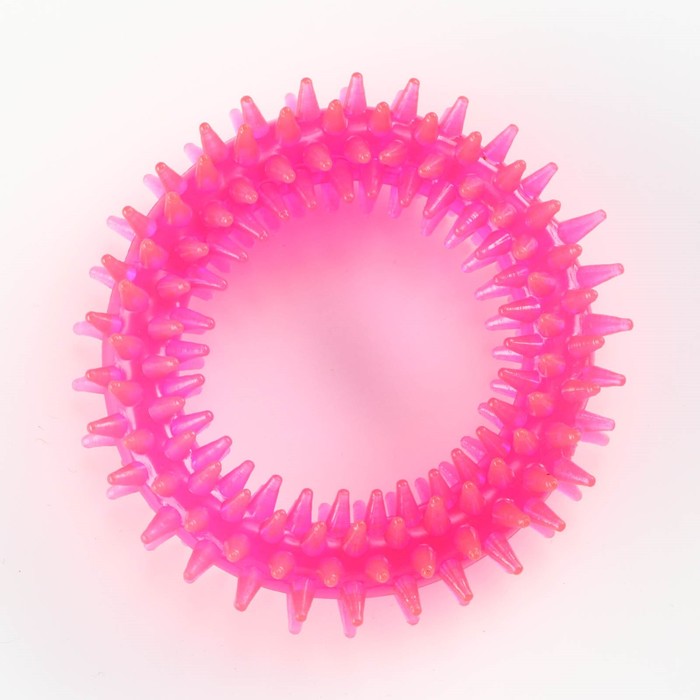 фото Игрушка жевательная для собак "игольчатое кольцо", 9 см, розовая пижон