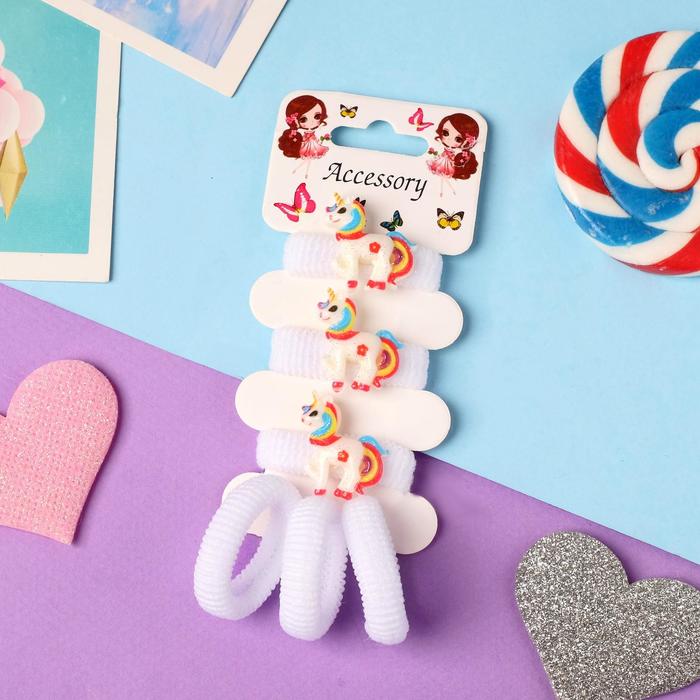 Резинка для волос "Волшебство" (набор 6 шт) игривые единороги, белый
Резинка для волос "Волшебство" (набор 6 шт) игривые единороги, белый