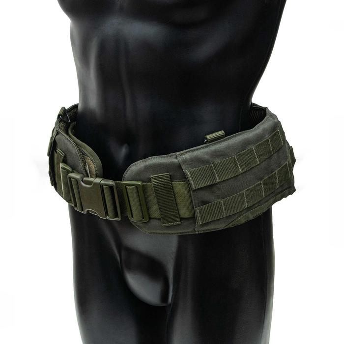Пояс боевой, анатомический, с ремем и усиленный пластиком, олива
Пояс боевой, анатомический, с ремем и усиленный пластиком, олива