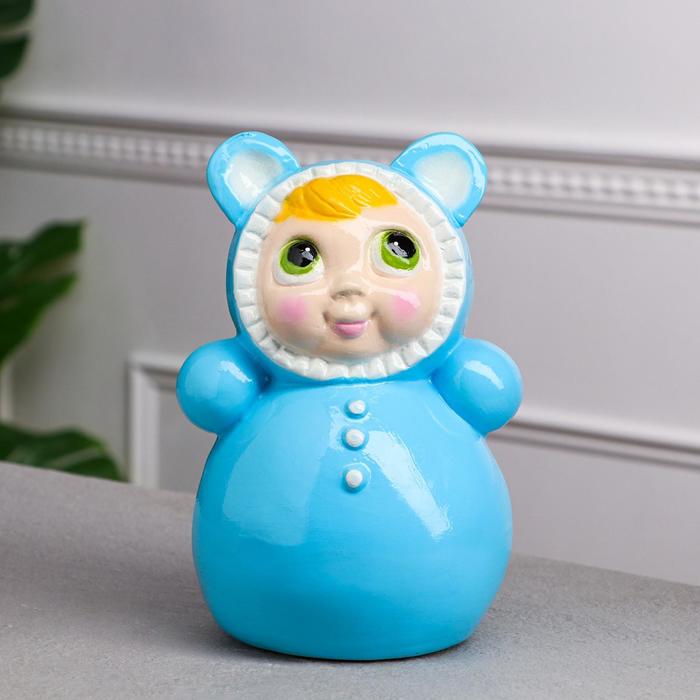 Копилка "Неваляшка", с круглыми ушками, голубая, керамика, 21 см 
Копилка "Неваляшка", с круглыми ушками, голубая, керамика, 21 см