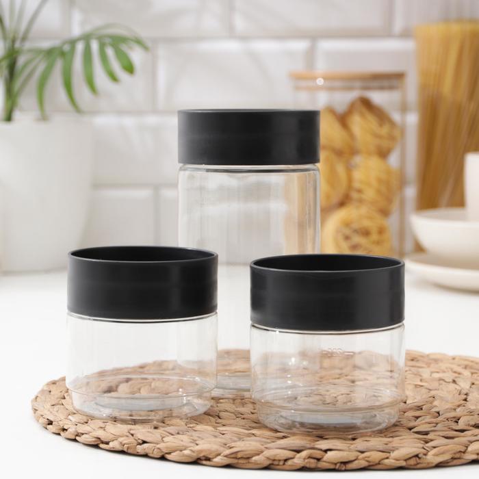 Комплект ёмкостей для сыпучих продуктов Asti, 3 предмета: 2×500 мл, 1 л, цвет чёрный
Комплект ёмкостей для сыпучих продуктов Asti, 3 предмета: 2×500 мл, 1 л, цвет чёрный