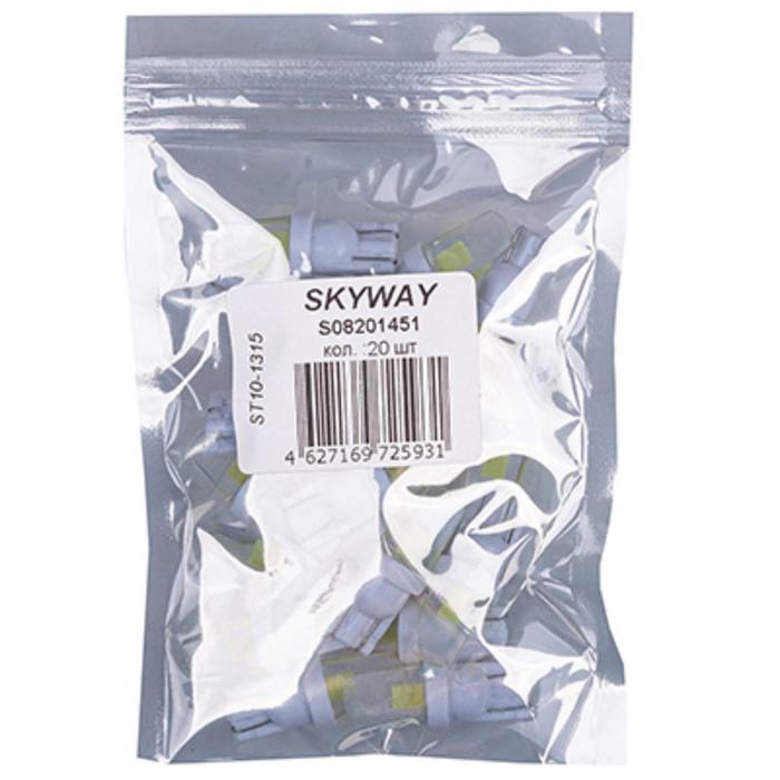 Лампа светодиодная T10 (W5W), 12V, 1 COB диод без цоколя, 1-конт, белая, SKYWAY, S08201451
Лампа светодиодная T10 (W5W), 12V, 1 COB диод без цоколя, 1-конт, белая, SKYWAY, S08201451