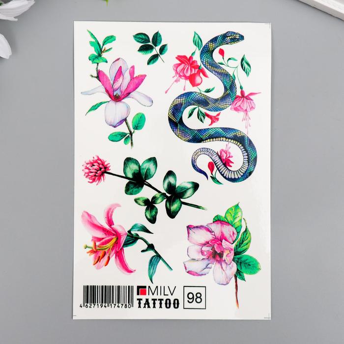 Татуировка на тело "Змея в цветах" 10х15 см
Татуировка на тело "Змея в цветах" 10х15 см