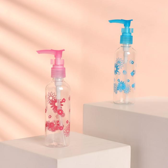 Бутылочка для хранения, с дозатором, 100 мл, цвет МИКС 
Бутылочка для хранения, с дозатором, 100 мл, цвет МИКС