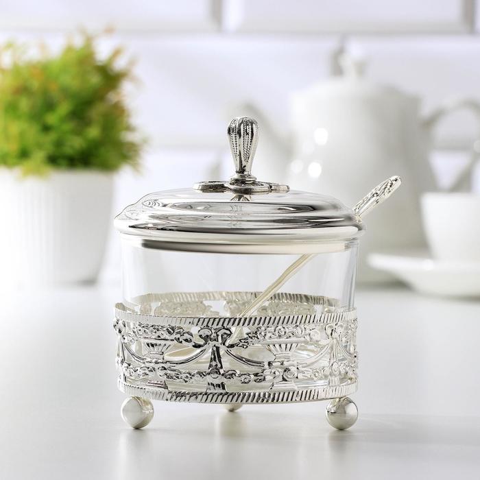 Сахарница «Лира», 240 мл, 8,5×12 см, с ложкой, крышкой, цвет металла серебряный
Сахарница «Лира», 240 мл, 8,5×12 см, с ложкой, крышкой, цвет металла серебряный