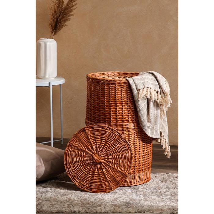 Корзина для белья, круглая, плетёная из лозы, D=40 см, H=65 см
Корзина для белья, круглая, плетёная из лозы, D=40 см, H=65 см