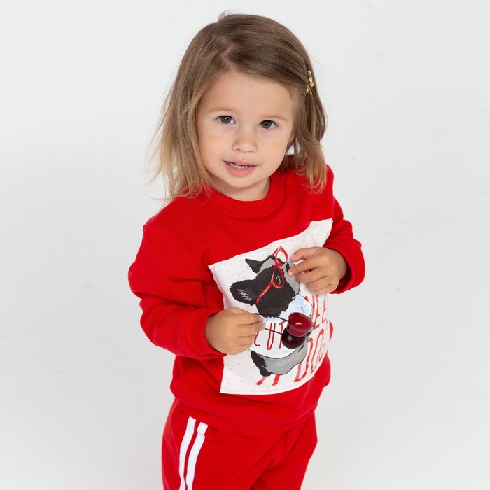 фото Комплект детский (лонгслив, брюки) цвет красный, рост 74 см веснушка