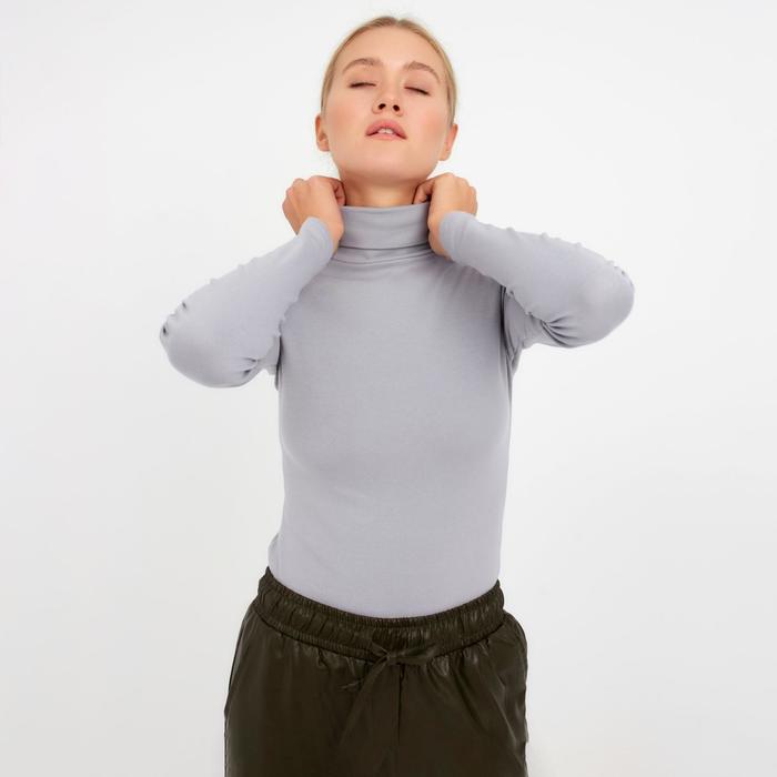 фото Водолазка женская minaku: basic line, цвет серый, размер 42