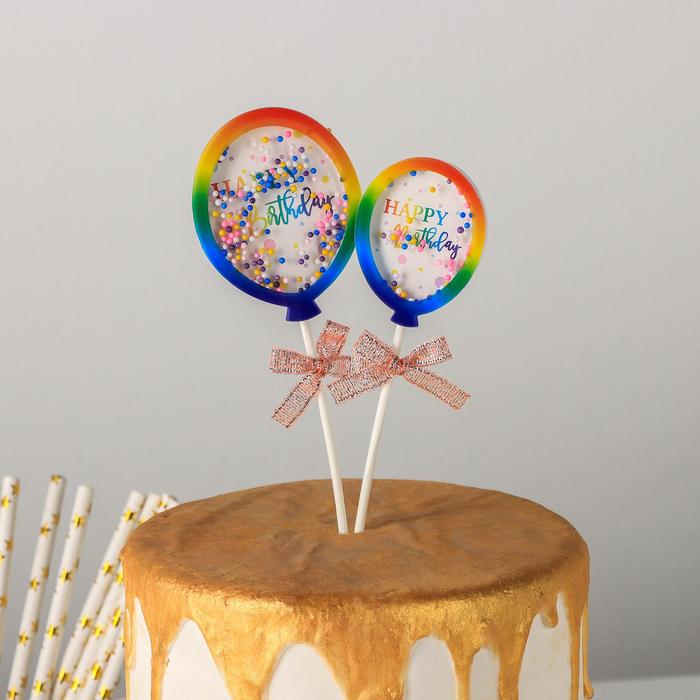 Набор топперов «Шары», 2 шт, 18,5×8 см, цвет радужный 
Набор топперов «Шары», 2 шт, 18,5×8 см, цвет радужный