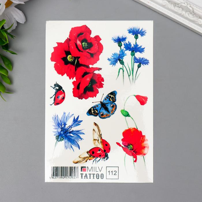 Татуировка на тело "Маки" 10х15 см
Татуировка на тело "Маки" 10х15 см