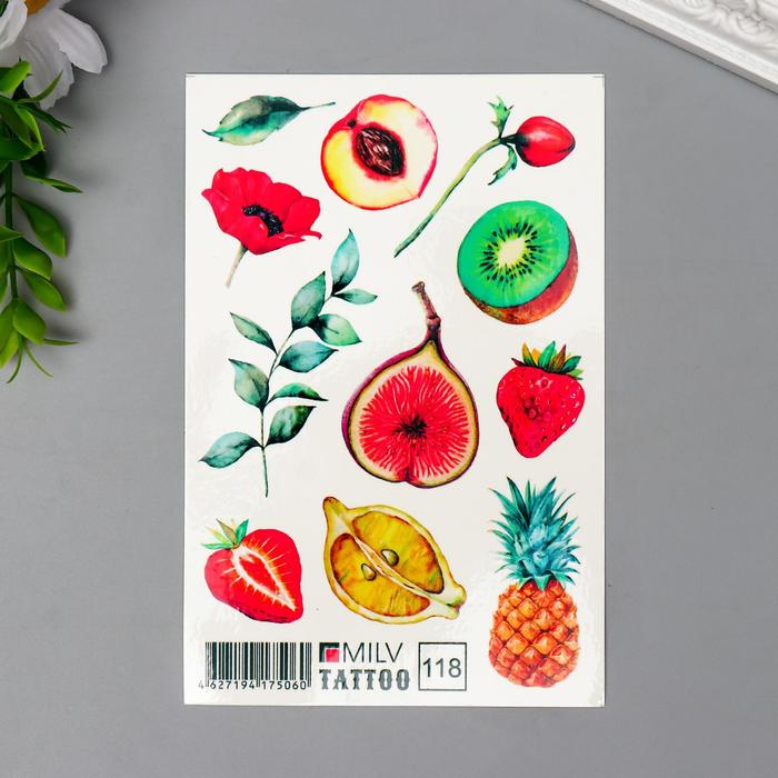 Татуировка на тело "Фрукты" 10х15 см
Татуировка на тело "Фрукты" 10х15 см
