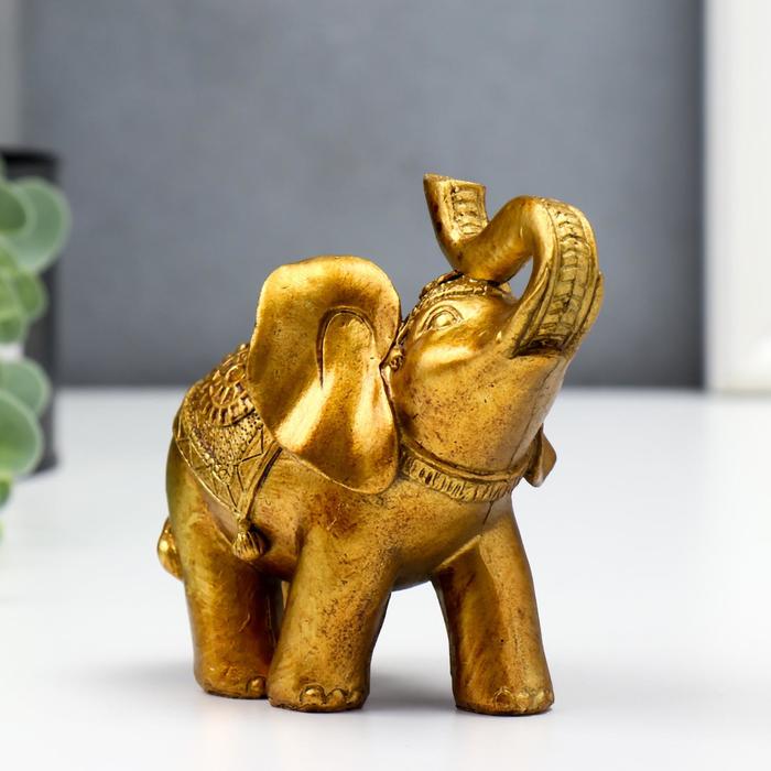 фото Сувенир полистоун "слон в золотой попоне с узорами" лак 10х5х12 см