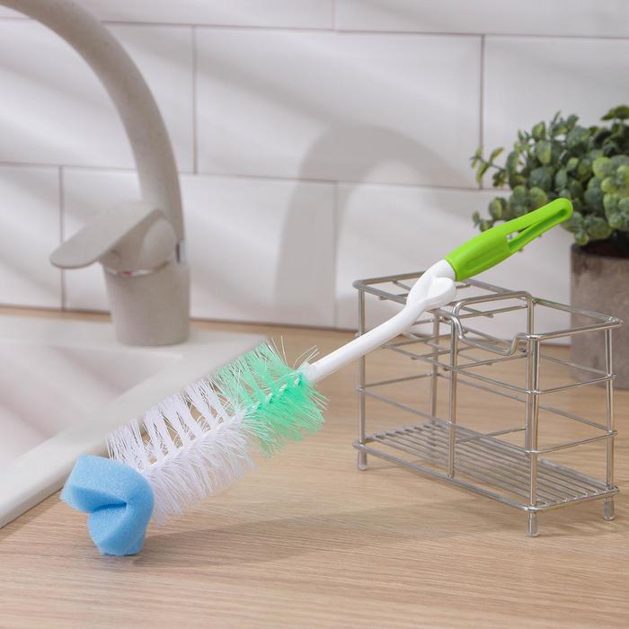 Ёрш для посуды с губкой, 30×5 см, изогнутая пластиковая ручка
Ёрш для посуды с губкой, 30×5 см, изогнутая пластиковая ручка